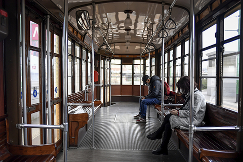 Empty tram in Milan, Italy due to Coronavirus Empty tram in Milan, Italy due to Coronavirus