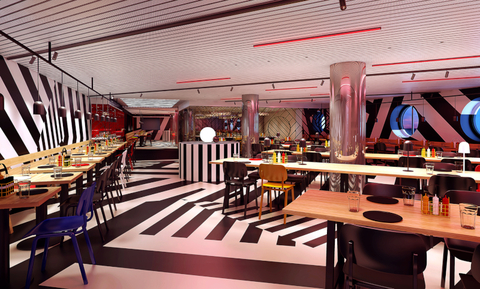 Razzle Dazzle aboard Virgin Voyage's Scarlet Lady A rendering of the Scarlet Lady's Razzle Dazzle restaurant