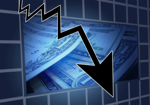 Down Arrow Graph indicating loss in revenue