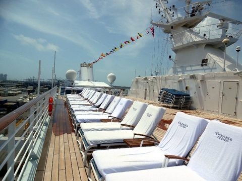 Oceania Cruises Sirena Loungers top deck Copyright by Susan J Young Editorial Use Only Oceania Cruises Sirena Loungers top deck Copyright by Susan J Young Editorial Use Only