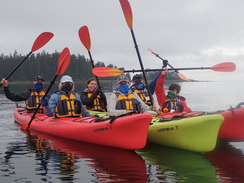 Guests on Wilderness Adventure head out kayaking during UnCruise Adventures Alaska sailing Guests on Wilderness Adventure head out kayaking during UnCruise Adventures Alaska sailin