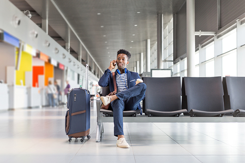 man at airport with luggage man at airport with luggage