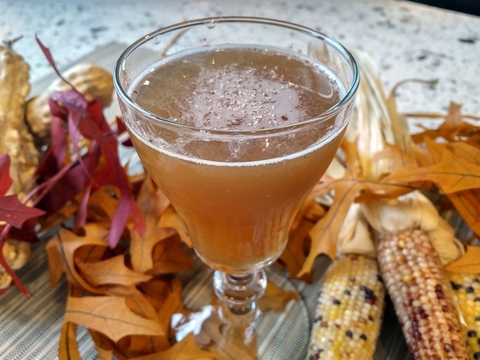 Tart Tatin Gingembre cocktail by Casey Chapman at Bastille Brasserie & Bar - Thanksgiving dessert pie drink recipes
