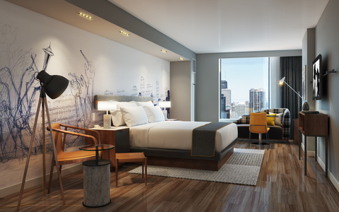 A guestroom at the Sound Hotel Seattle Belltown