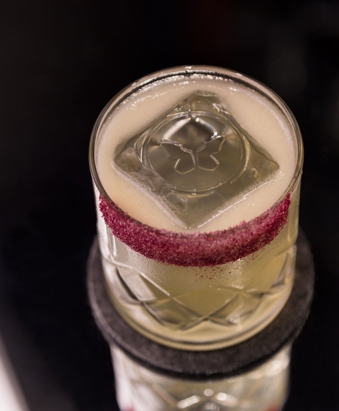 The Monarch Swallowtail cocktail with branded ice - Branding Through Branding