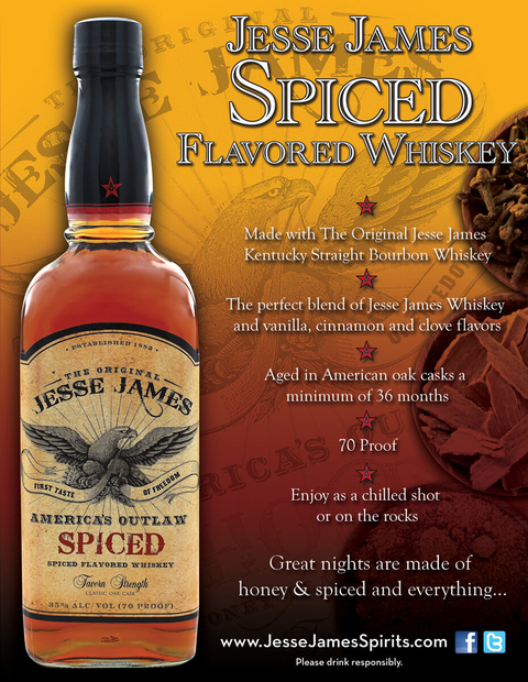 Jesse James American Outlaw Spiced Whiskey bottle