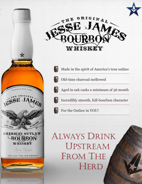 Jesse James America’s Outlaw Original Bourbon Whiskey bottle