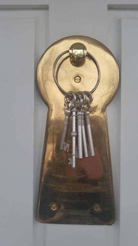 Five keys and door knocker at Stitzel-Weller Distillery -