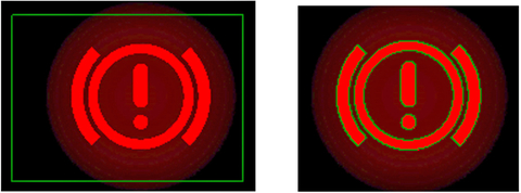 Fig. 4: These images show a comparison of static POI manually drawn in the software and Auto-POI (Automatic Points of Interest) adapted to an object based on color tolerances.