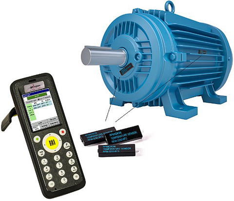 Sensors Insights 1 2018-01-19 Fig5 Fig. 5: RFMicron's RFM3250 Temperature Sensor and Reader used for Predictive Maintenance of Electric Motors.