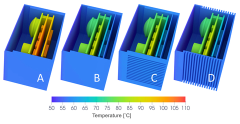 Sensors Insights 2018-03-29 Fig4 Fig. 4: Surface temperature plots as a function of design variables.