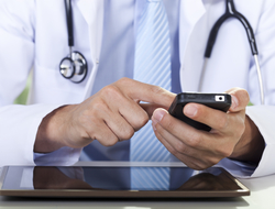 mHealth Man using a smartphone