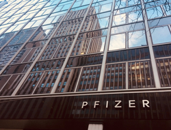 Pfizer HQ window shot Pfizer building