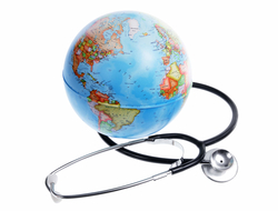 Global healthcare Stethoscope and globe