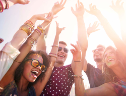 Group of young people partying during the day Daytime party with friends