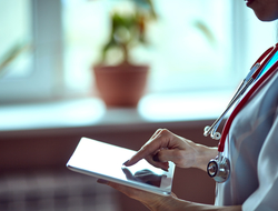 Doctor holding a tablet A doctor holding a table