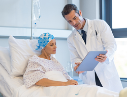 Cancer patient Doctor with inpatient