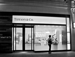 Tiffany & Co. storefront Tiffany & Co. retail storefront in black and white