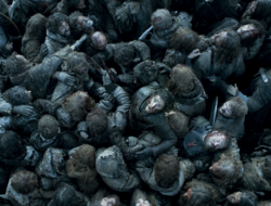 HBO Game of Thrones battle scene 800 px (HBO) Jon Snow in seemingly hopeless straits in this Game of Thrones battle scene. Image: HBO