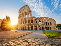 Colosseum, Rome, Italy - vwalakte/iStock/Getty Images Plus/Getty Images The Colosseum in Rome, Italy at sunrise