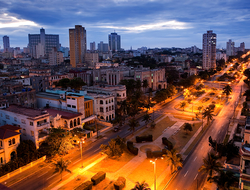 Havana, Cuba // Photo by Konstik/iStock/Getty Images Plus/Getty Images A birds eye view of Havana, Cuba at night