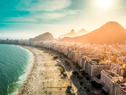 Copacabana Beach // Photo by marchello74/iStock/Getty Images Plus/Getty Images Aerial view of Copacabana Beach in Rio de Janeiro, Brazil