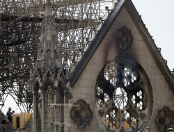 Notre Dame Restoration Newscred Editorial Travel Group Only A worker checks on a wooden support structure placed on the Notre Dame Cathedral in Paris.