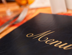 Closed menu with knife and fork Closed black menu