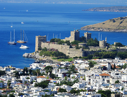 Bodrum Turkey Getty View of Bodrum harbor on the Turkish Riviera during a hot summer day