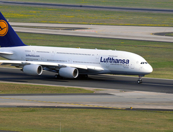 Lufthansa A380 Lufthansa A380 aircraft on runway
